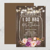 robuust hout, pot, ik doe BBQ-feest uitnodiging (Voorkant / Achterkant)
