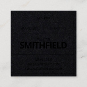 Robuust industrieel zwart op zwart tafoon vierkante visitekaartje