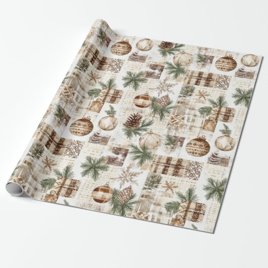 Robuust kerstfeest cadeaupapier (Uitgerold)