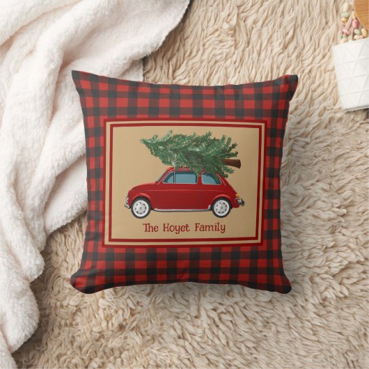 Robuust kerstfeest, familienaam, rood, goud, kussen (Deken)