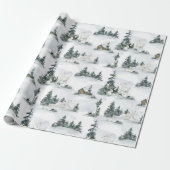 Robuust kerstgebergte Cabin Gift Cadeaupapier (Uitgerold)