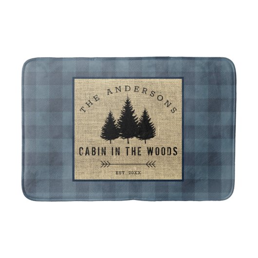 Robuust land Familienaam Cabin in de Bossen Badmat (Voorkant)