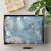 Robuust land kerstlicht blauw en wit tissuepapier (Geschenk)