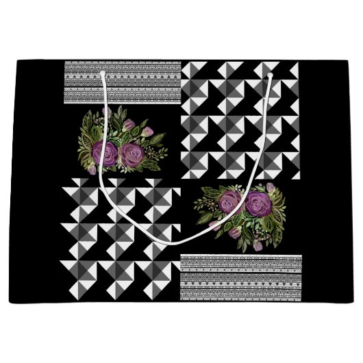 Robuust, lappendeken, rozen groot cadeauzakje (Voorkant)