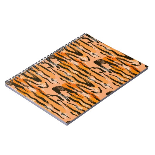 Robuust naadloos tijgerpatroon, perzikkleur notitieboek (Linkerzijde)