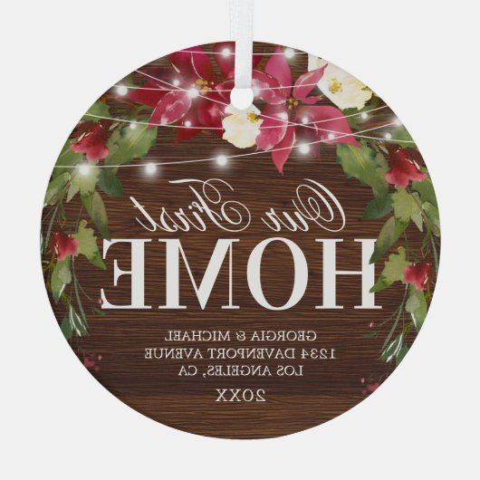 Robuust ons eerste kerstglazen Ornament thuis (Achterkant)