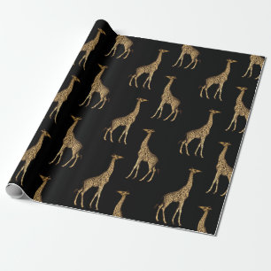 Robuust ontwerp voor zwarte en gouden Giraffe Cadeaupapier