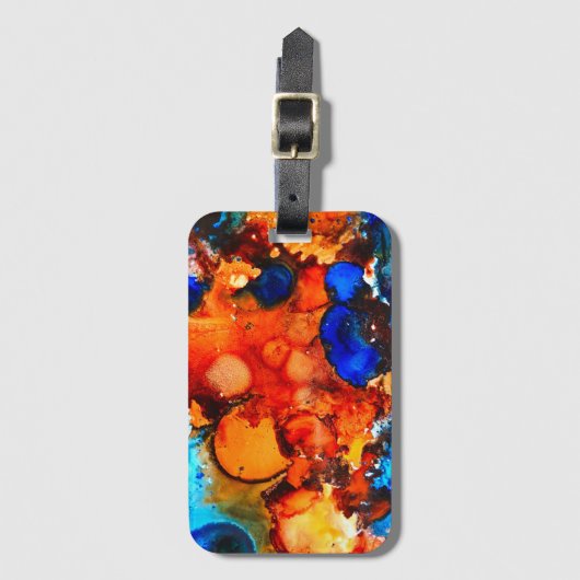 Robuust oranje abstracte kunstinkt bagagelabel (Voorkant (verticaal))