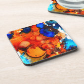 Robuust oranje abstracte kunstinkt bier onderzetter (Linkerzijde)