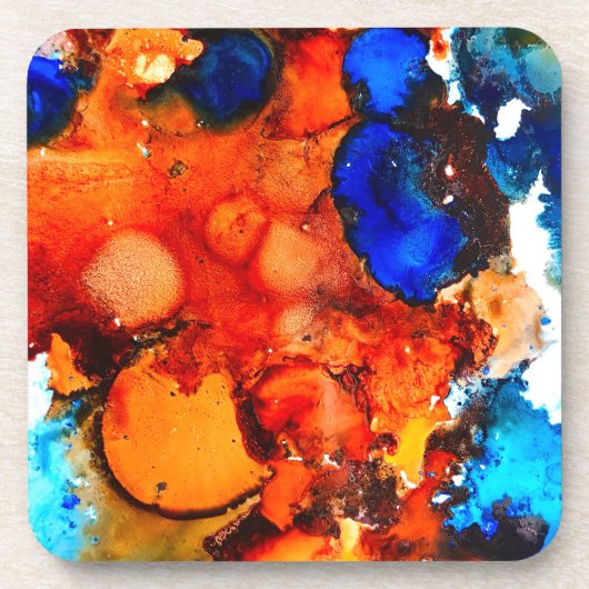 Robuust oranje abstracte kunstinkt bier onderzetter (Voorkant)