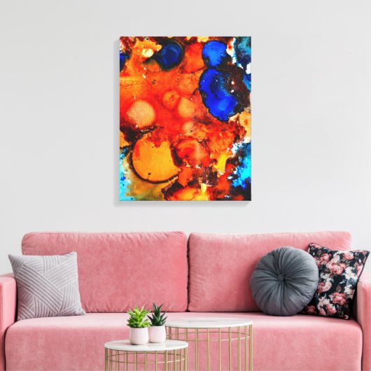 Robuust oranje abstracte kunstinkt canvas afdruk (Insitu (Woonkamer))