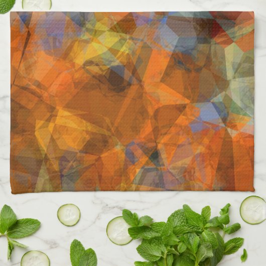 Robuust Oranje modern, abstract ontwerp Theedoek (Gevouwen)
