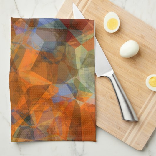 Robuust Oranje modern, abstract ontwerp Theedoek (Quarter Fold)
