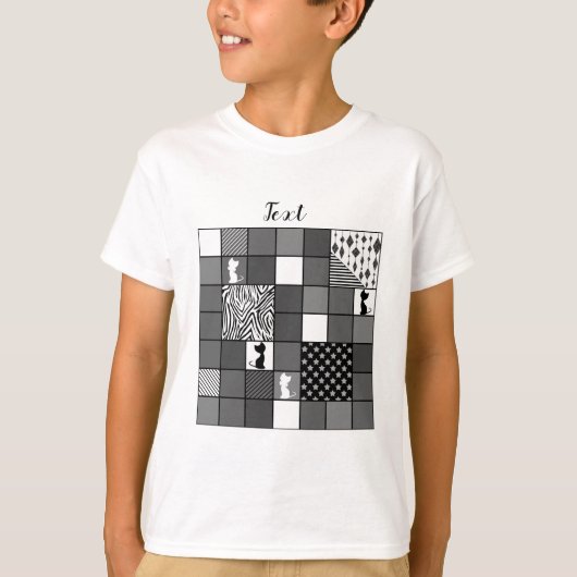 Robuust, Populair, Zwart-wit, Patchwork, Simpl T-shirt (Voorkant)