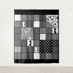 Robuust, Populair, Zwart-wit, Patchwork, Simpl Wandkleed
