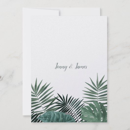 Robuust Tropisch sparen de Datum, waterverf. Feestdagenkaart (Achterkant)