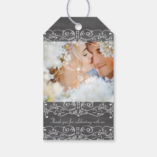 Robuust uw Chalkboardpatroon foto Cadeaulabel (Achterkant)