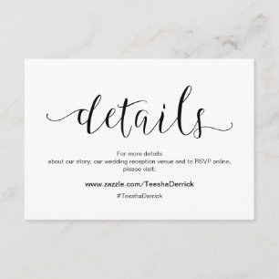 Robuust zwart lettertype, huwelijksgegevens, RSVP Informatiekaartje