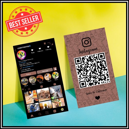 Robuuste Bruine Bouw Instagram QR Visitekaartje