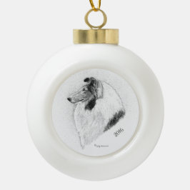 Robuuste coat Collie Pen en inkt door cindy Alvara Keramische Bal Ornament