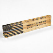 Robuuste correctiemaker Thin Grey Line Wood Naambordje