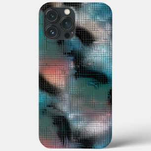 Robuuste donkercyaankleuringen in vierkant mozaïek iPhone 13 pro max hoesje