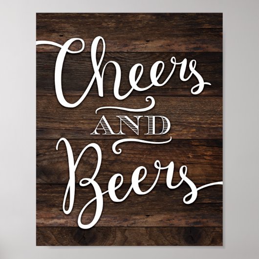 Robuuste grafische CHEERS EN BEERS-gebarentafdruk Poster (Voorkant)