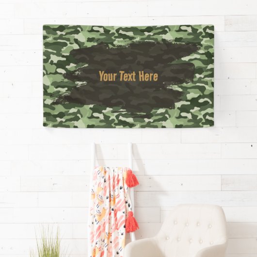 Robuuste groene camouflage gepersonaliseerd spandoek (Insitu)