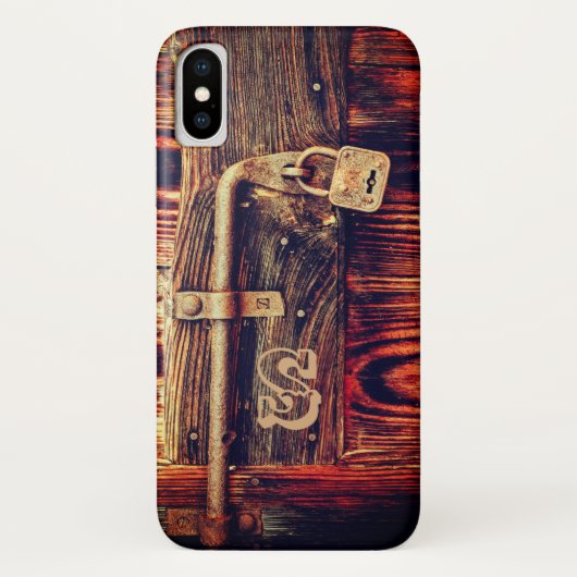 Robuuste houten deur met antiek remslot Case-Mate iPhone case (Achterkant)