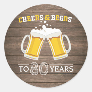 Robuuste kaas en bier tot 80 jaar ronde sticker