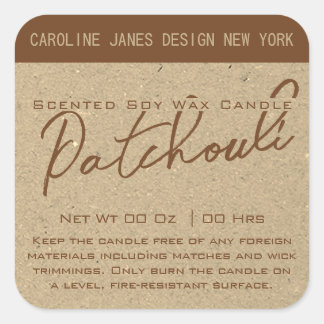 Robuuste kalligrafie Beige Kraft Paper Candle Labe Vierkante Sticker