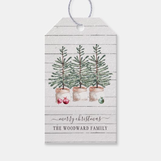 Robuuste kerstbomen Familienaam Cadeaulabel (Voorkant)