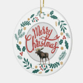 Robuuste kerstman met Holly & Pine Keramisch Ornament (Links)