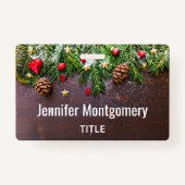 Robuuste kersttafel met pine en sneeuw badge (Voorkant)