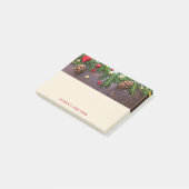 Robuuste kersttafel met pine en sneeuw post-it® notes (Schuin)