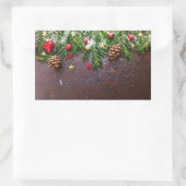 Robuuste kersttafel met pine en sneeuw rechthoekige sticker (Tas)