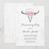 Robuuste Koe Boho Floral White Housewarming Kaart (Voorkant / Achterkant)