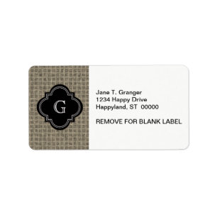 Robuuste landburlap, zwart monogram label