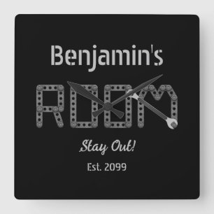 Robuuste Manly Tiener's Boy's Room Wall Clock Vierkante Klok