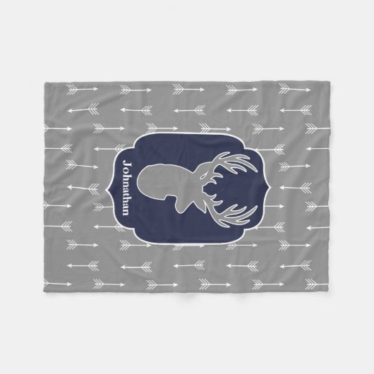 Robuuste moderne grijze droger en witte pijlen fleece deken (Voorkant (Horizontaal))