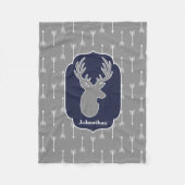 Robuuste moderne grijze droger en witte pijlen fleece deken (Voorkant)