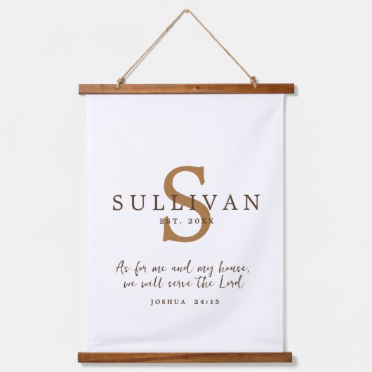 Robuuste naam Christelijke scriptmonogram Hangend Wandkleed (Voorkant)