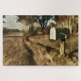 Robuuste postbus op landweg legpuzzel