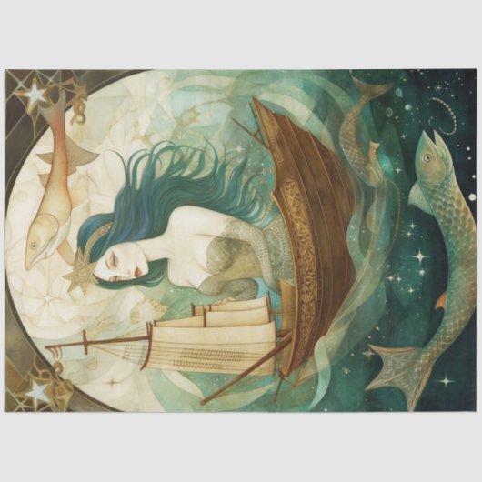 Robuuste primitieve vrouw met ontkoppeling van vis tissuepapier (Voorkant)