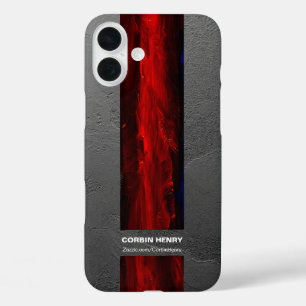 Robuuste Rode Naam Abstracte Textuur iPhone 16 Plus Hoesje