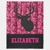 Robuuste roze damesCamo Deer Hunting Name Blanket Fleece Deken (Voorkant)