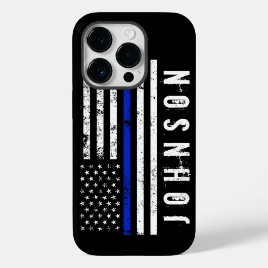 Robuuste stijl politievlag met aangepaste naam Case-Mate iPhone case (Achterkant)