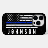 Robuuste stijl politievlag met aangepaste naam Case-Mate iPhone case (Achterkant (horizontaal))