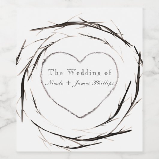 Robuuste twijken met dubbele strepen met witte eti wijn etiket (Enkel label)