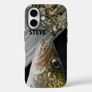 Robuuste Walleye Vist Camo naam Mannen iPhone 16 Hoesje